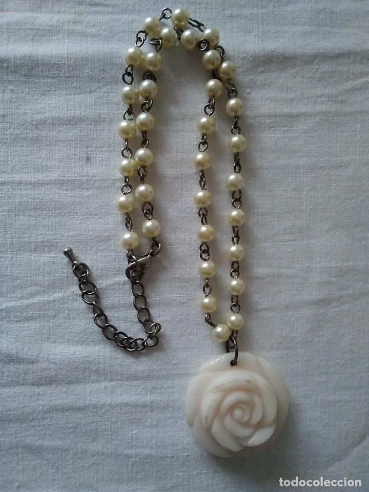 Joyeria: 54-COLLAR ANTIGUO FLOR DE CORAL BLANCO Y PERLITAS - Foto 3