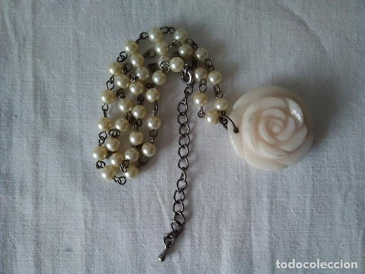 Joyeria: 54-COLLAR ANTIGUO FLOR DE CORAL BLANCO Y PERLITAS - Foto 4