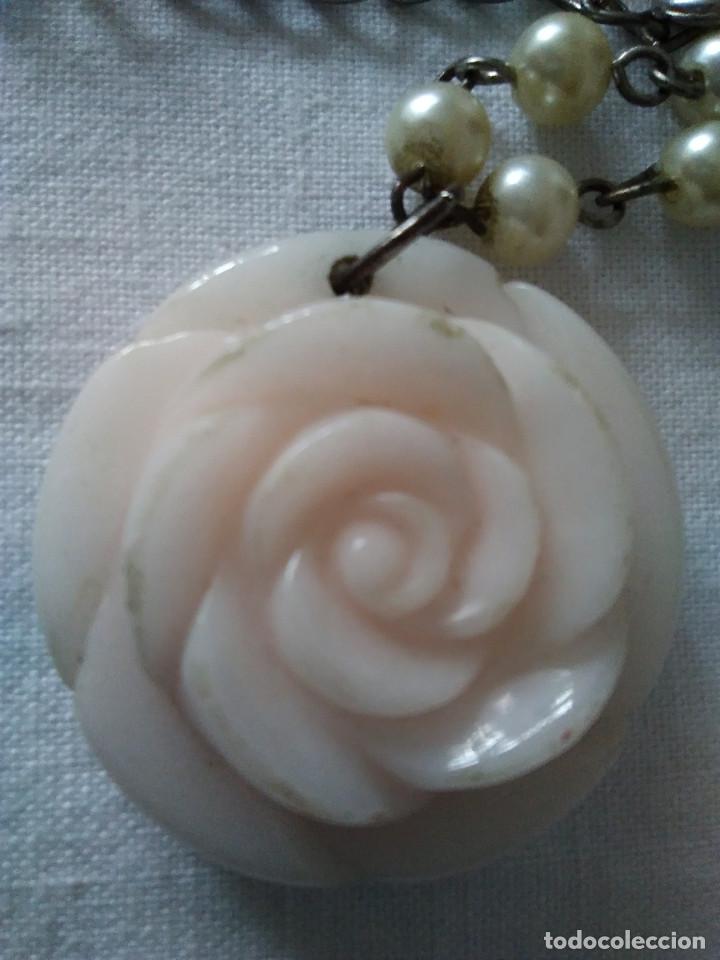 Joyeria: 54-COLLAR ANTIGUO FLOR DE CORAL BLANCO Y PERLITAS - Foto 5