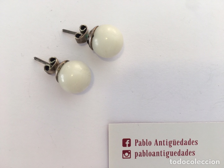 Joyeria: Pendiente de plata con esfera blanca - Foto 1