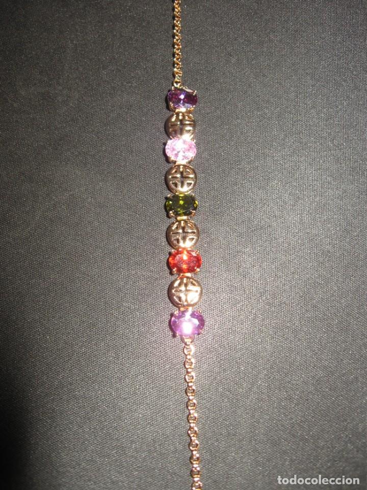 Joyeria: Pulsera dorada con circonios de colores, estilo oriental. - Foto 4
