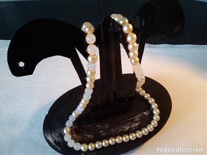 Joyeria: 28-ANTIGUO COLLAR DE PERLAS Y CUARZO ROSA - Foto 1