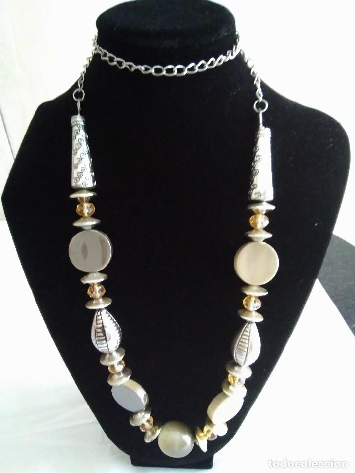 Joalharia: 27-COLLAR VINTAGE METAL CROMADOS Y CRISTAL.