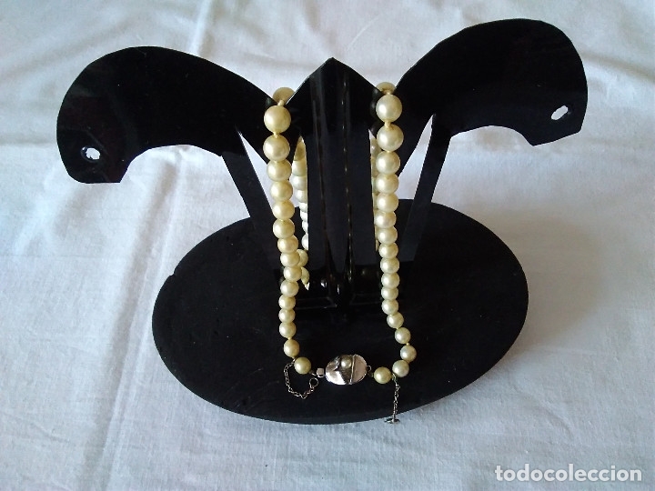 Joalharia: 45-COLLAR GARGANTILLA DE PERLA, BROCHE DE PLATA Y CIERRE DE SEGURIDAD