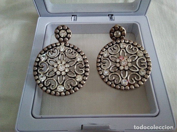 Joalharia: 71-BONITOS PENDIENTES IMITACION PLATA ANTIGUA Y STRASS