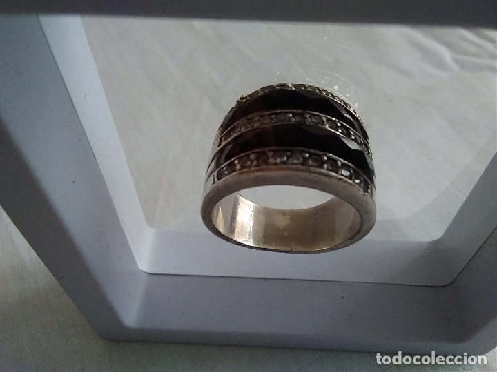 Joyeria: 76-ANILLO MACIZO, PLATA DE LEY 925 , ONIX Y MARQUESITAS - Foto 2