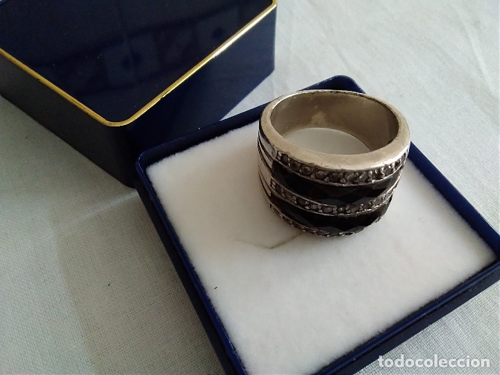 Joyeria: 76-ANILLO MACIZO, PLATA DE LEY 925 , ONIX Y MARQUESITAS - Foto 6