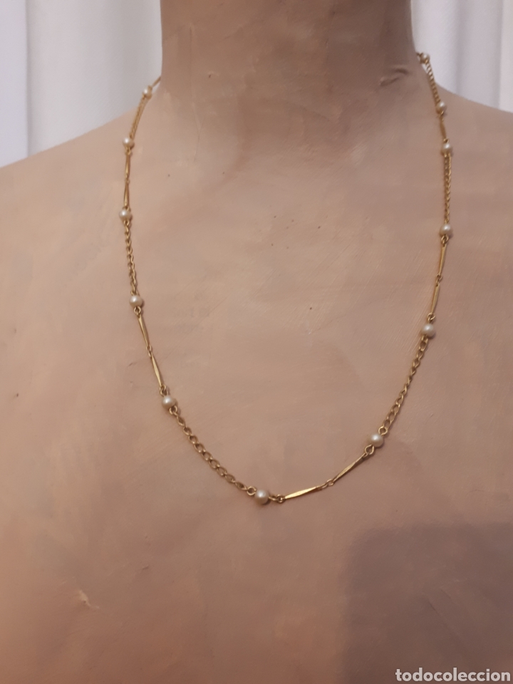 Joalharia: Collar corto vintage dorado perlita