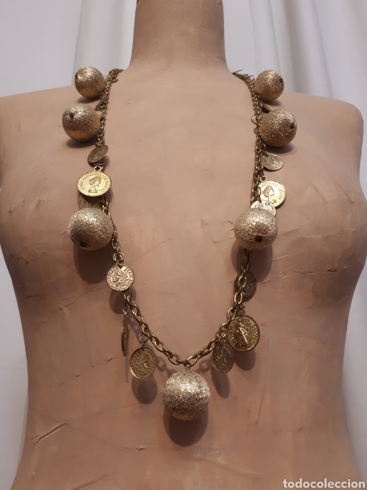 Gioielleria: Collar vintage bolas hilo dorado y monedas