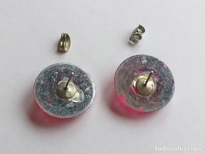 Joyeria: Pendientes vintage. Redondos. pl&aacute;stico. Rosa. - Foto 3