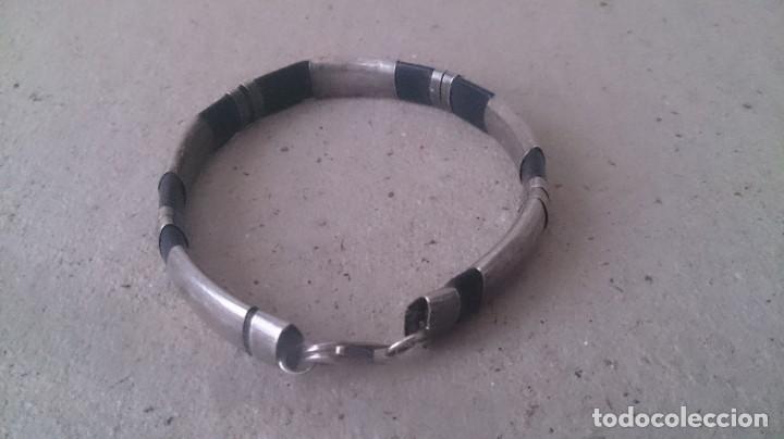 Joyeria: Pulsera cuero y plata 925. 18 ctms - Foto 6