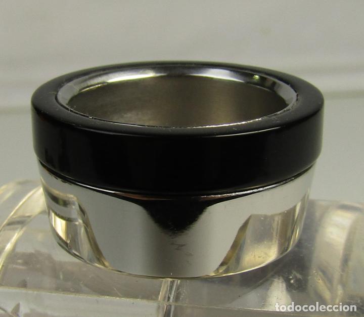 Joyeria: ALIANZA ANCHA EN ACERO INOXIDABLE Y NEGRO. - Foto 2