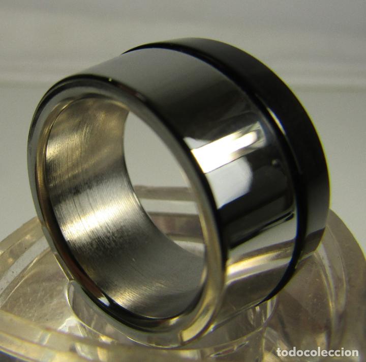 Joyeria: ALIANZA ANCHA EN ACERO INOXIDABLE Y NEGRO. - Foto 3