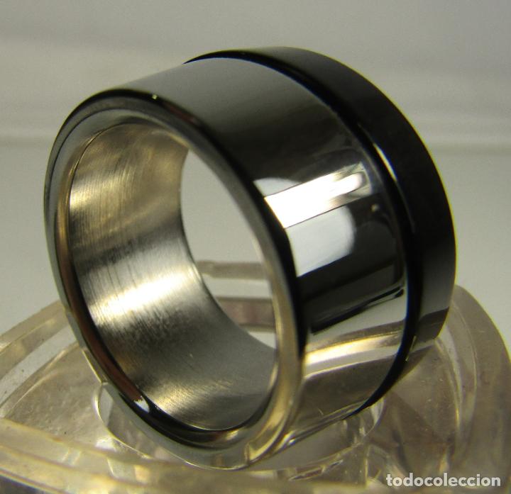 Joyeria: ALIANZA ANCHA EN ACERO INOXIDABLE Y NEGRO. - Foto 5