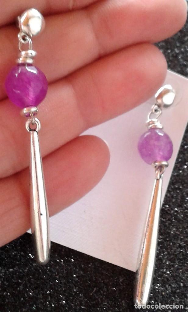Joyeria: PENDIENTES PLATEADOS CON CUARZO ROSA - Foto 1