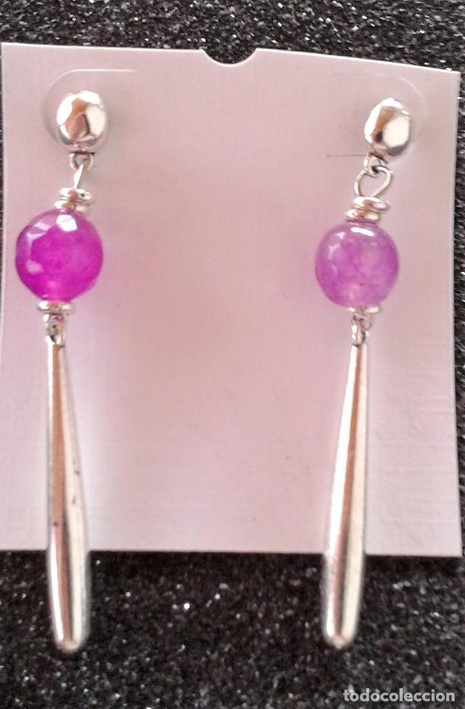 Joyeria: PENDIENTES PLATEADOS CON CUARZO ROSA - Foto 2