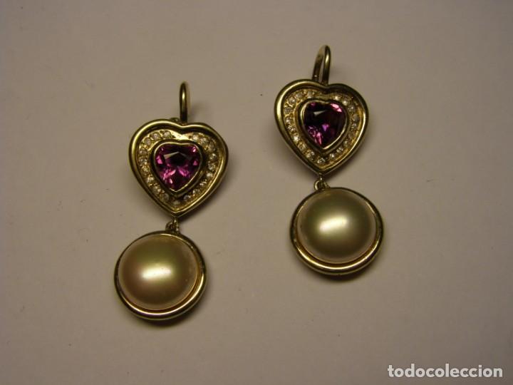 Joyeria: Par de pendientes con pedreria. - Foto 1