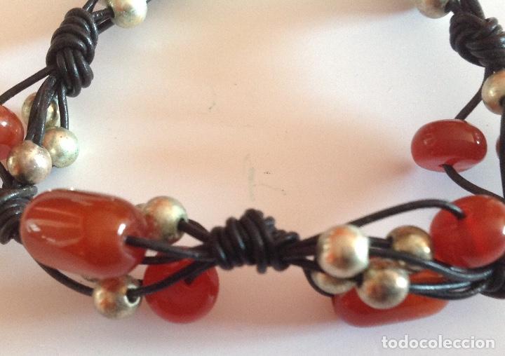 Joyeria: PULSERA DE CUERO CON CORNALINAS. PIEDRAS SEMIPRECIOSAS - Foto 3