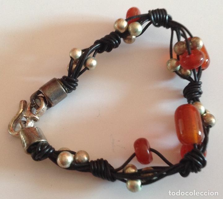 Joyeria: PULSERA DE CUERO CON CORNALINAS. PIEDRAS SEMIPRECIOSAS - Foto 4