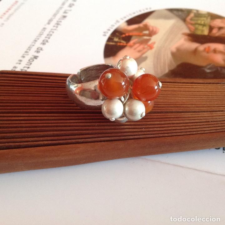 Joyeria: ANILLO CON CORNALINAS. ABIERTO. BA&Ntilde;ADO EN PLATA . - Foto 3
