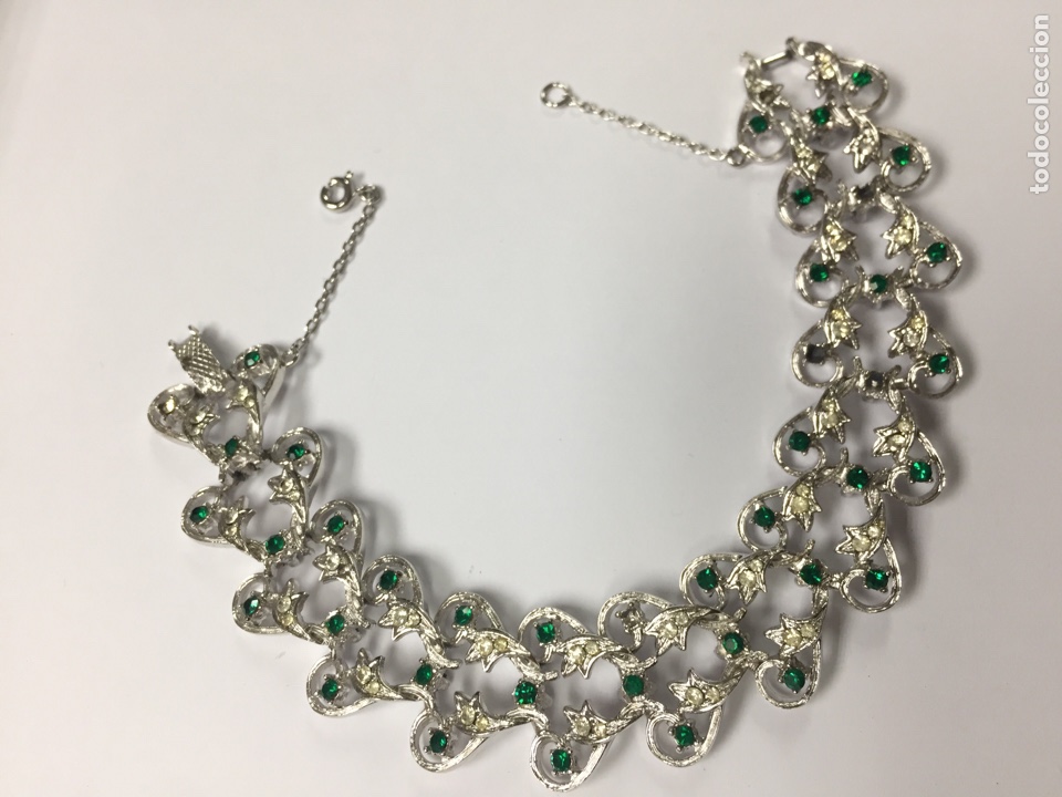 Joalharia: Pulsera rodiada con piedras verde esmeralda y circonitas blancas