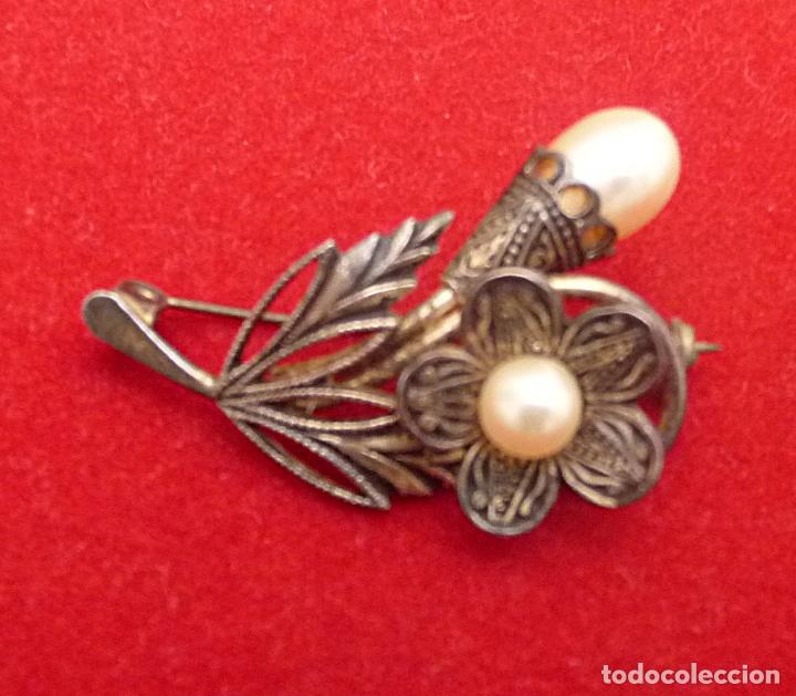 Joyeria: BROCHE ANTIGUO CON DOS PERLAS - Foto 1