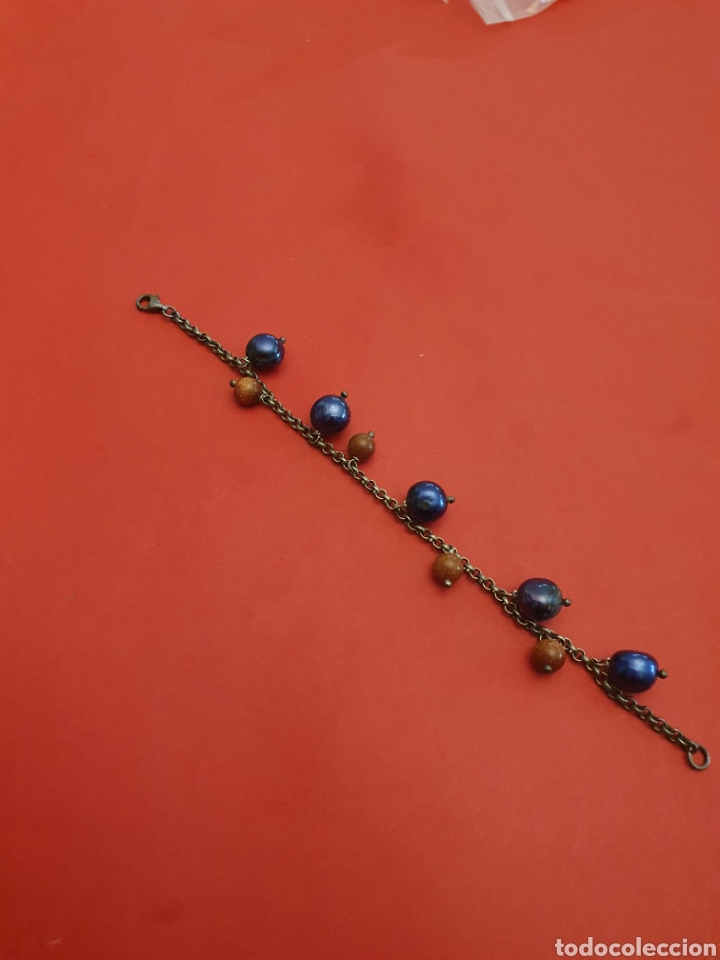 Gioielleria: Pulsera Plata.18cm.Piedras naturales.. Color Azul plomo Y marron