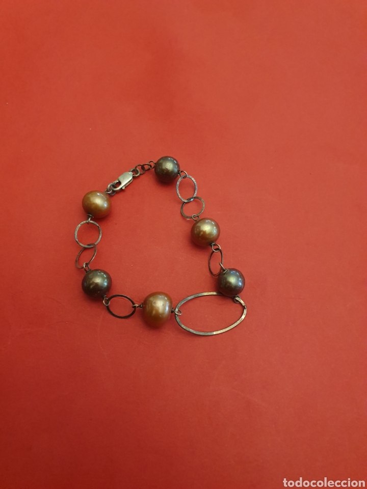 Gioielleria: Pulsera Plata.18cm.Piedras Naturales.Color Marron.