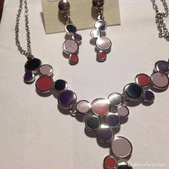 Joyeria: LOTE DE 2 PIEZAS. GARGANTILLA Y PENDIENTES DE ESMALTE. - Foto 1