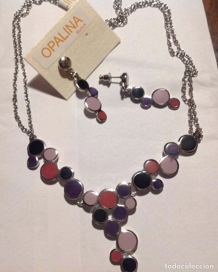 Joyeria: LOTE DE 2 PIEZAS. GARGANTILLA Y PENDIENTES DE ESMALTE. - Foto 2