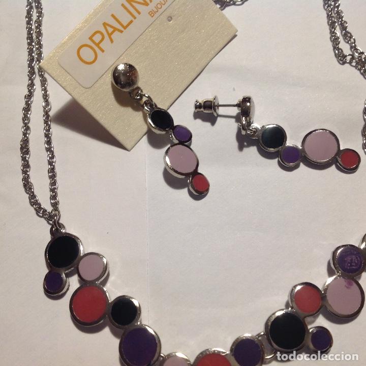 Joyeria: LOTE DE 2 PIEZAS. GARGANTILLA Y PENDIENTES DE ESMALTE. - Foto 3