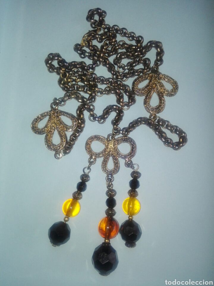 Joyeria: Collar largo dorado con abalorios - A&ntilde;os 90 - Foto 2