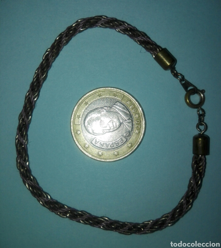 Joyeria: Pulsera plateada con hilo morado - A&ntilde;os 90 - Foto 3