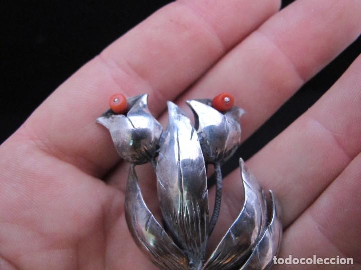 Joyeria: Antiguo broche de plata y coral - Foto 7