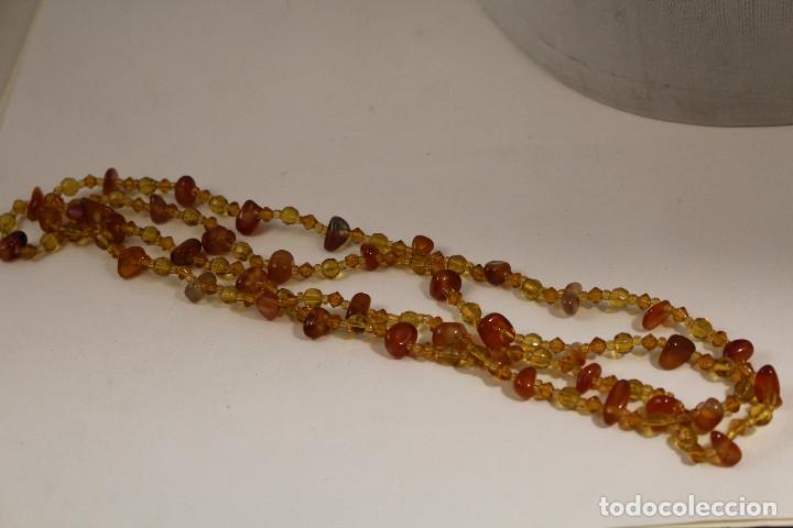 Joyeria: collar dos vueltas de cuarzo con cristal color ambar