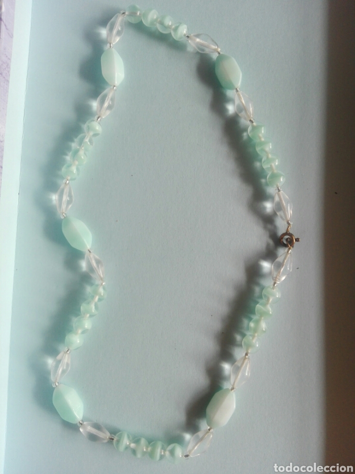 Joalharia: Collar con cuentas verdes y transparentes - A&ntilde;os 90