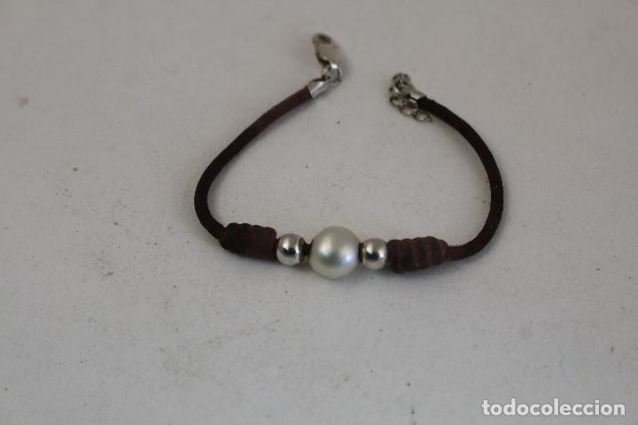 Joyeria: pulsera cord&oacute;n con perla y plata de ley 925 - Foto 1