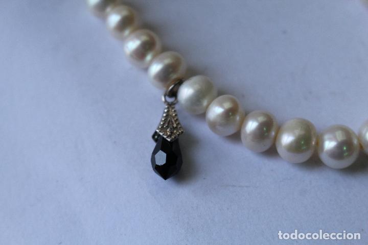 Joyeria: pulsera de perlas de agua con plata y azabache - Foto 5