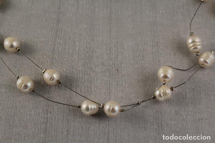 Joyeria: collar largo de perlas de agua con hilo de plata - Foto 1