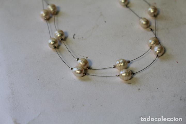 Joyeria: collar largo de perlas de agua con hilo de plata - Foto 3