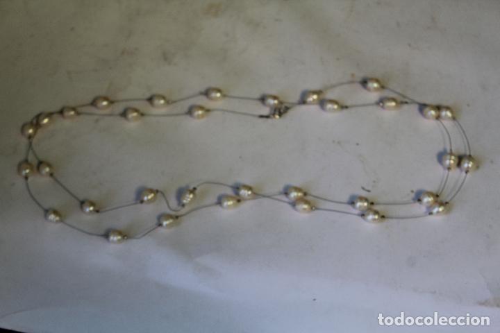 Joyeria: collar largo de perlas de agua con hilo de plata - Foto 4
