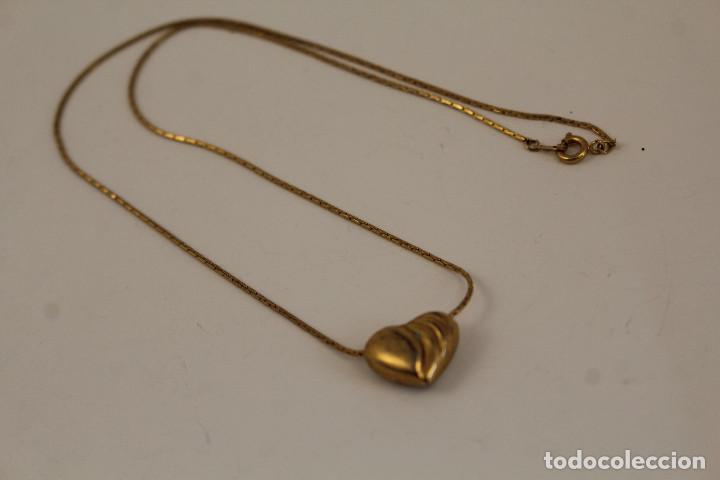 Joyeria: collar con corazon chapdo en oro - Foto 1