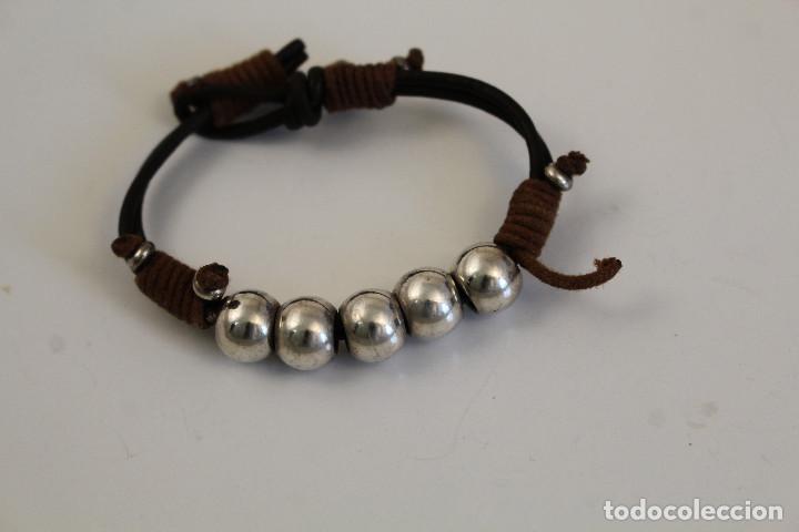 Joyeria: cord&oacute;n de piel pulsera Bolas de Acero Inoxidable - Foto 1