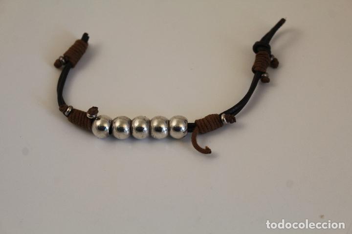 Joyeria: cord&oacute;n de piel pulsera Bolas de Acero Inoxidable - Foto 3