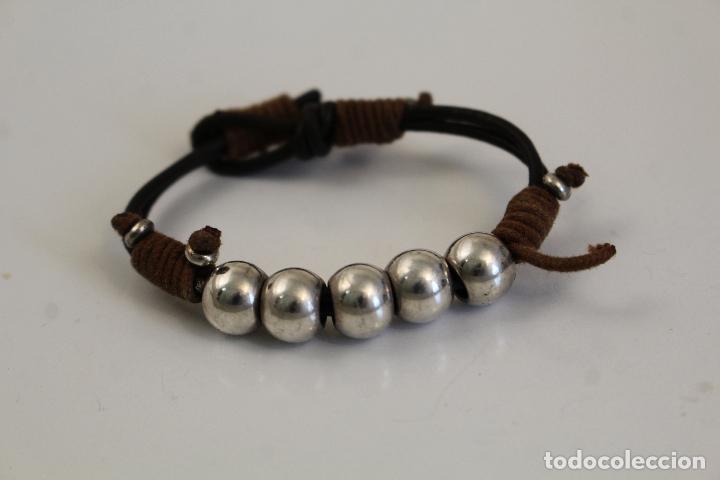 Joyeria: cord&oacute;n de piel pulsera Bolas de Acero Inoxidable - Foto 4