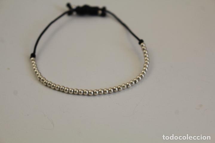 Joyeria: pulsera cord&oacute;n negro y bolas de plata - Foto 3