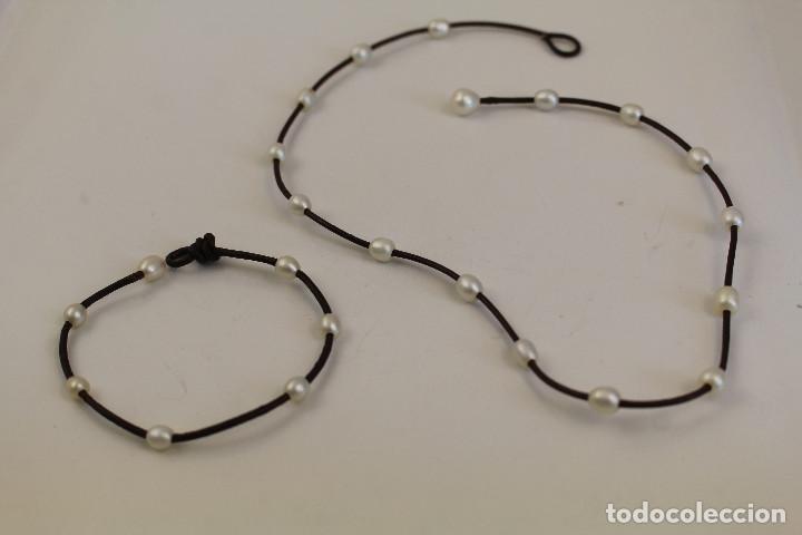 Joyeria: aderezo collar y pulsera cord&oacute;n con perlas cultivadas - Foto 1