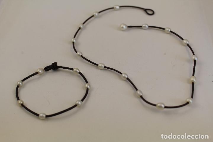 Joyeria: aderezo collar y pulsera cord&oacute;n con perlas cultivadas - Foto 2