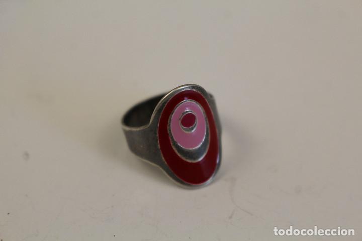 Joyeria: anillo de plata de ley 925 con anillas de esmalte rosa
