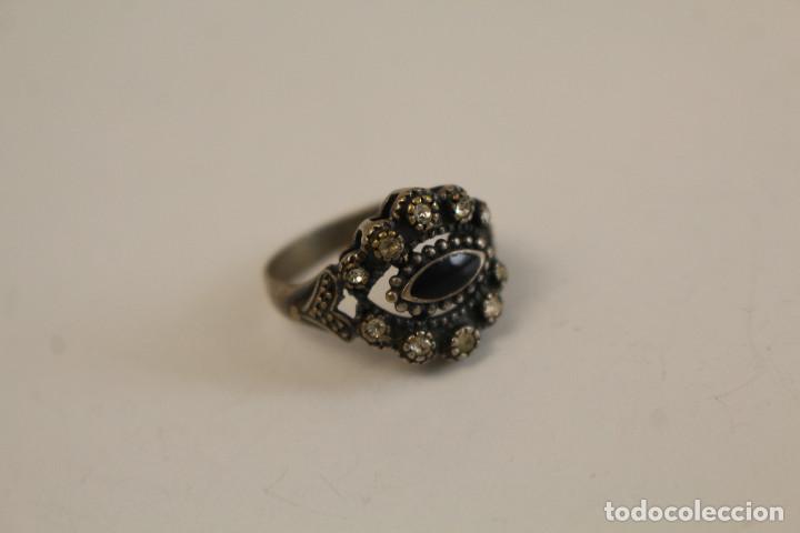 Joyeria: anillo antiguo en plata de ley con azabache y marquesitas - Foto 1